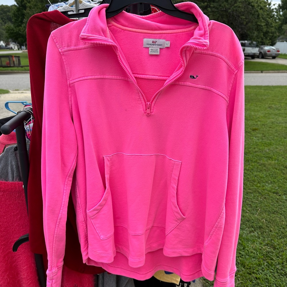 Vineyard Vines pink quarter zip pullover size L